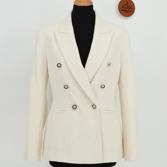 Zara Jackets & Blazers - ZARA Double Breasted Piqué Écru Blazer size M